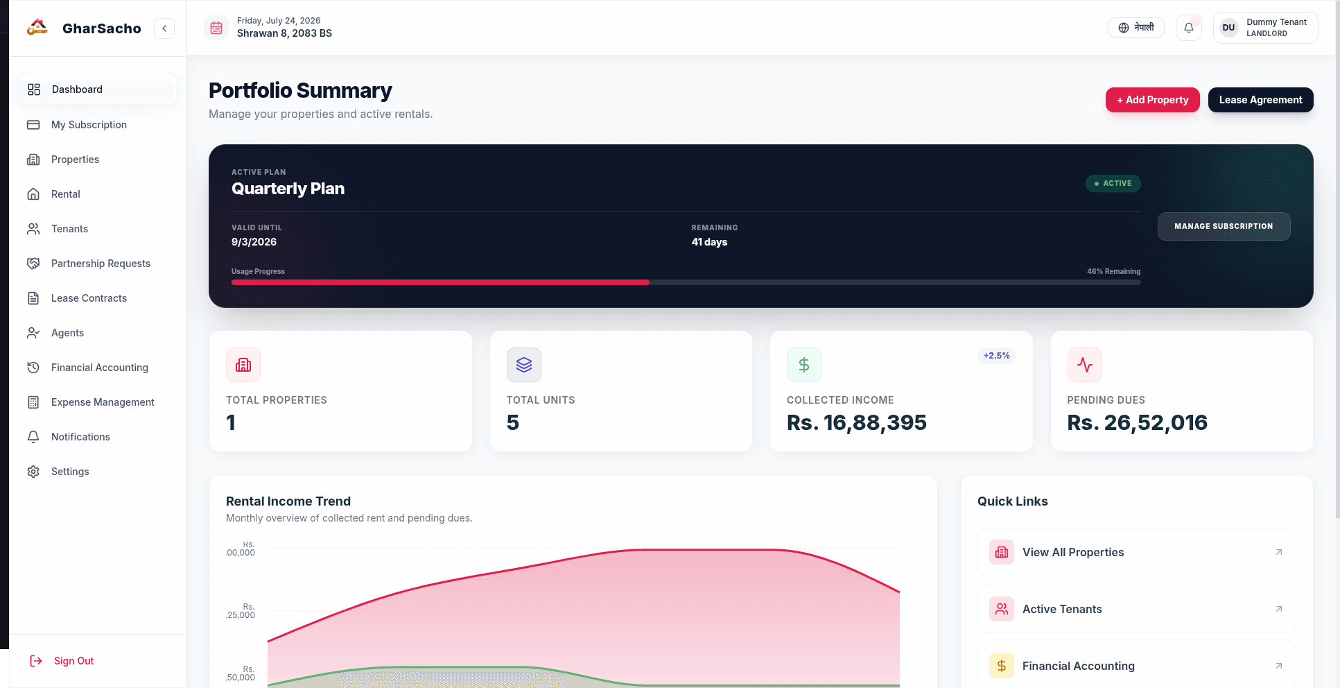 GharSacho - A Rental Management System